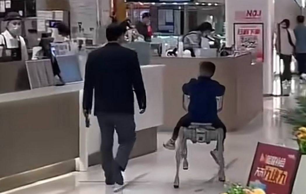 买球的正规网站_武汉“小孩哥”在商场骑机器狗买球的正规网站,售价40万元,商家:这款是工业级标准,承重力强