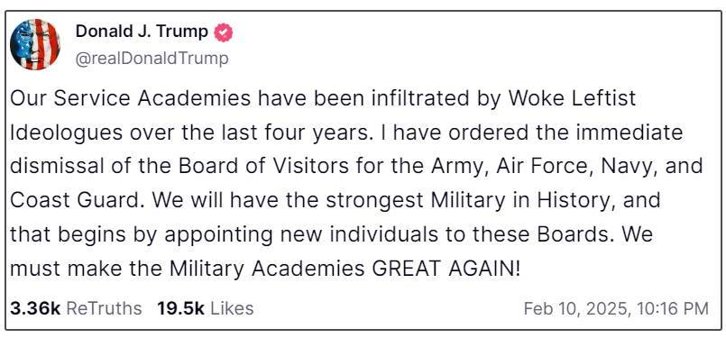 皇冠体育_特朗普下令解散各军院校的监事会皇冠体育,声称被“觉醒”运动渗透
