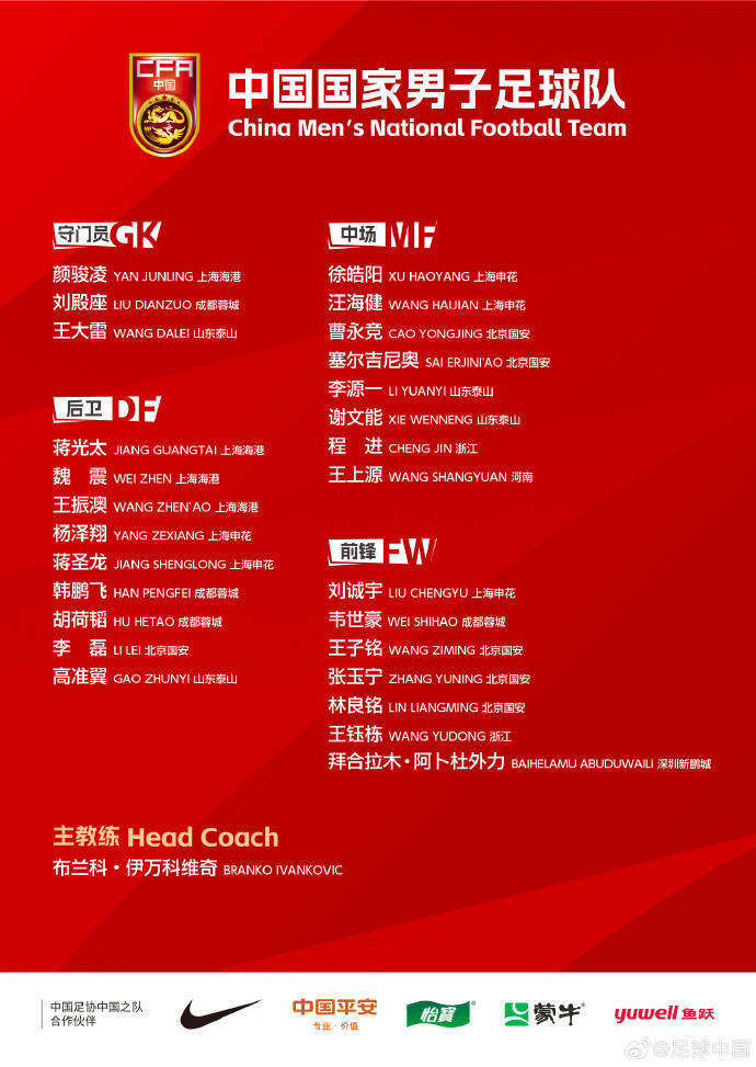 皇冠信用網怎么开通
_有7位集训名单球员落选国足世预赛名单皇冠信用網怎么开通
,黄政宇、侯永永在列