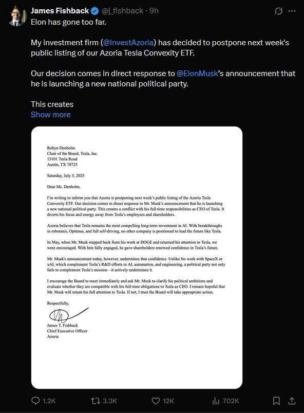 艾尔切VS皇家贝蒂斯_投资公司CEO不满马斯克建新党艾尔切VS皇家贝蒂斯,推迟特斯拉ETF上市