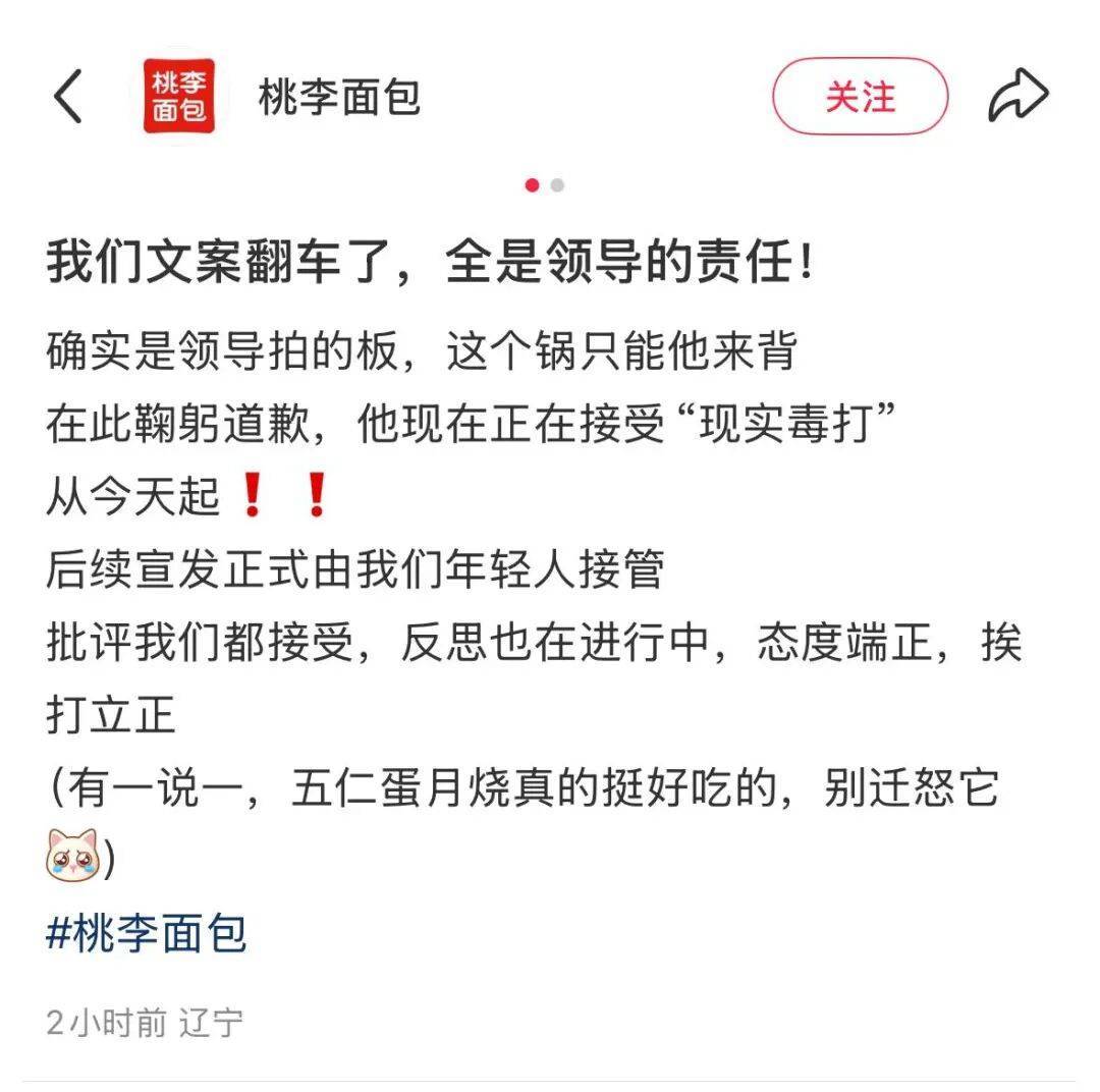 捷克U21 vs 苏格兰U21_“文案翻车是领导全责!”桃李面包道歉:挨打立正捷克U21 vs 苏格兰U21,后续宣发由年轻人接管!“年轻没饱尝生活毒打”广告引争议,公司股价已连跌多年